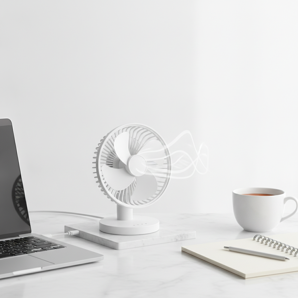 Mini ventilateur de bureau filaire USB branche a un ordinateur