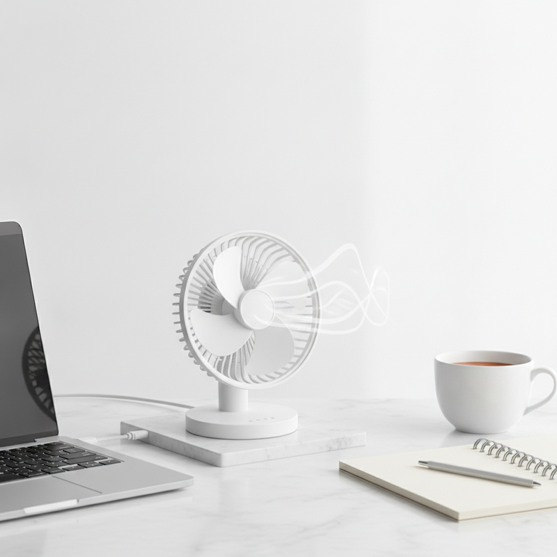Mini ventilateur de bureau filaire USB branche a un ordinateur